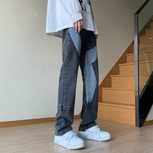 B221 美式ins高街暗黑小众拼接修身小脚牛仔裤 LK23038-P65 控88图片