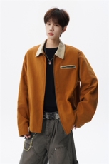 撞色水洗做旧帆布短款夹克男款vintage美式复古工装休闲外套JK003，男装夹克，电商B312