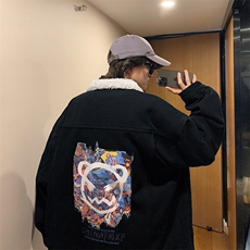 潮牌秋季牛仔外套男工装夹克大码宽松冬季加绒衣服JK886-P100，男装棉衣，星座1103-3