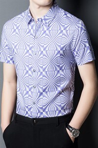 短袖衬衫男装2023夏季新款中年男装休闲衬衫男士潮流休闲百搭衬衣图片