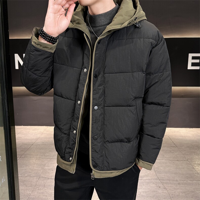 日系复古假两件连帽棉衣男冬季宽松情侣冬季棉服M0829-P103,男装棉衣,星座308B-2