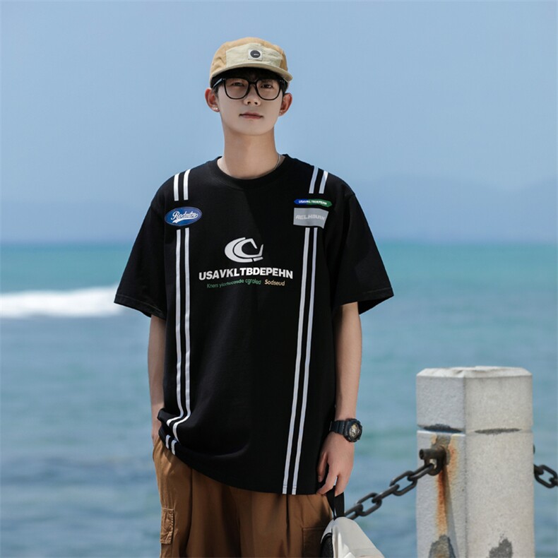 2024夏季新款宽松潮流半袖美式街头运动短袖t恤现货T1741-P32,男装T恤,星座512-4