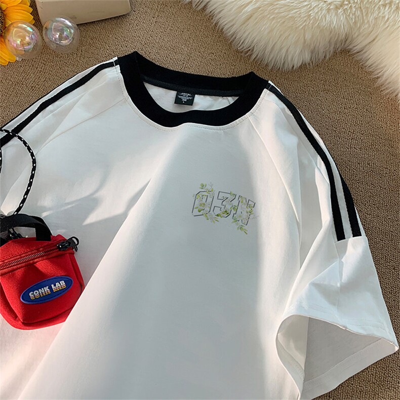 可48小时发货支持抖音得物来样二开重磅美式高街纯棉织带短袖T恤，男装T恤，电商A486