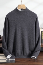 秋冬季35%休闲商务简约百搭平面半高衫男装，男装羊绒套衫，纳丰羊绒