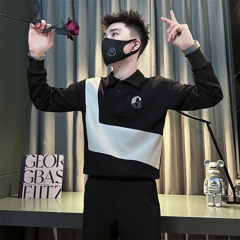 痞帅高级感拼接翻领男士卫衣外套社会小伙店主风301C-WY49P58控78,男装卫衣,星座301C（原B323）