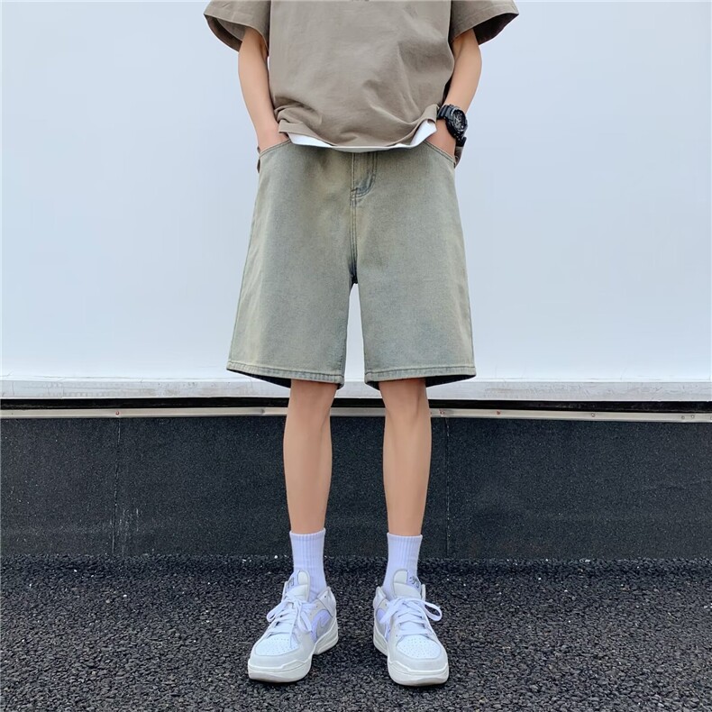 简洁牛仔短裤男士夏季2024新款宽松休闲五分裤子D3219,男装牛仔裤,星座1116A-1（原606A）