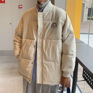 冬季新款立领贴标棉衣男女简约宽松纯色百搭保暖棒球棉服 M535图片