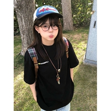 H0754-P35前后刺绣索罗娜领口+包边拉肩短袖T恤情侣款，男装T恤，星座617A-2