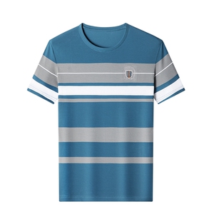 Y26331钱塘2020-2夏季新款男士圆领短袖T恤条纹休闲上衣货稳P53图片