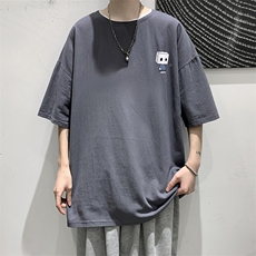 YT26400-P30亚麻短袖t恤男大码五分袖男宽松七分袖大皂风模特，男装T恤，电商A040