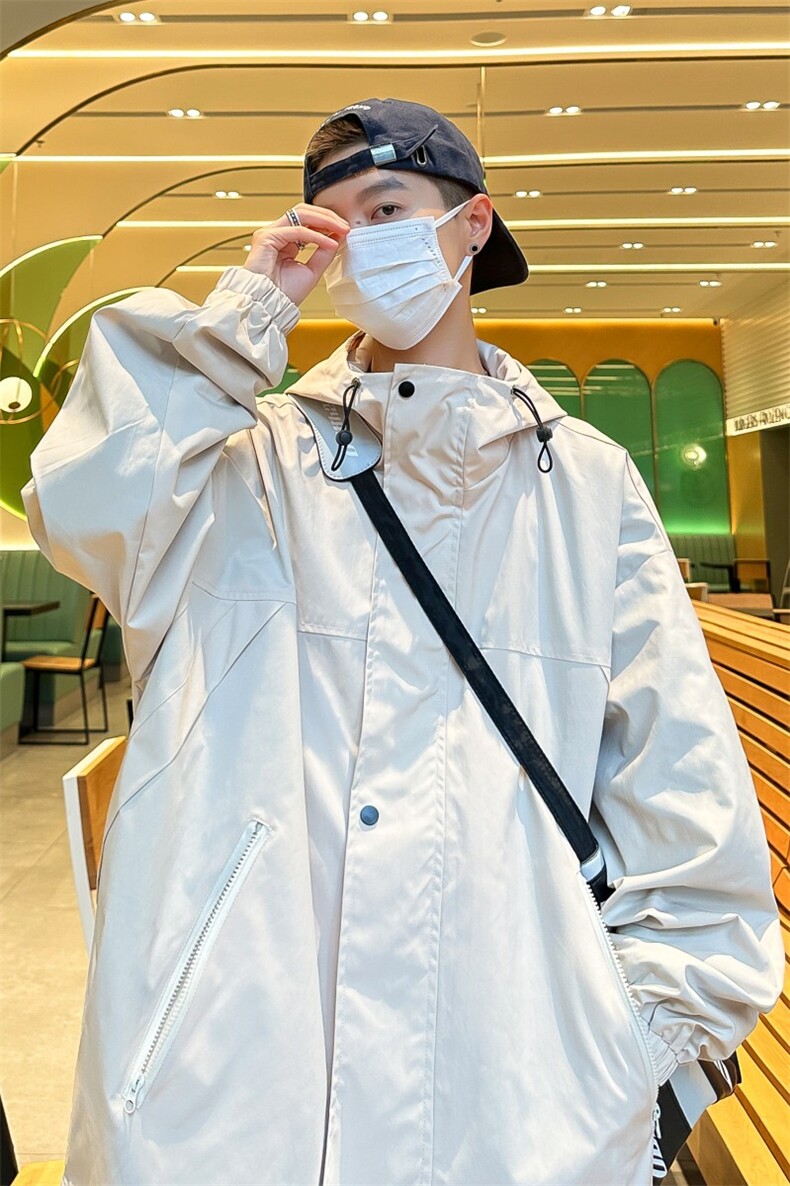 JK8002/P60春装新款现货港风防水冲锋衣夹克男潮流外套大码潮上衣,男装夹克,电商A141