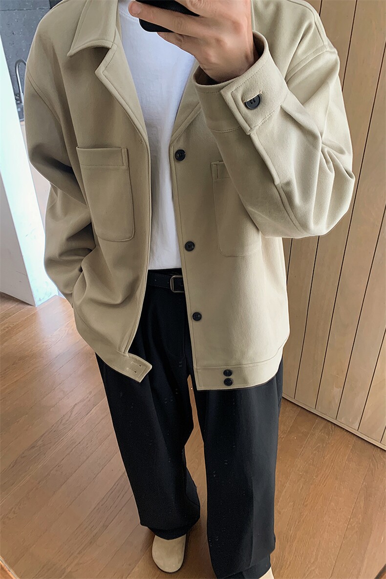 秋冬西装领毛呢大衣外套男韩版帅气休闲呢子夹克B289-F2479-P105,男装夹克,电商B289-1