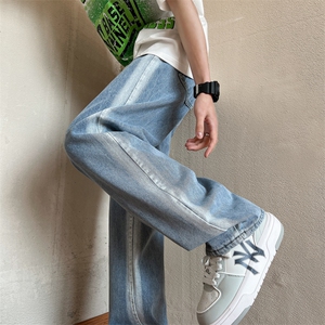 潮牌牛仔裤男生春夏季直筒宽松显瘦2023年新款阔腿休闲长裤图片