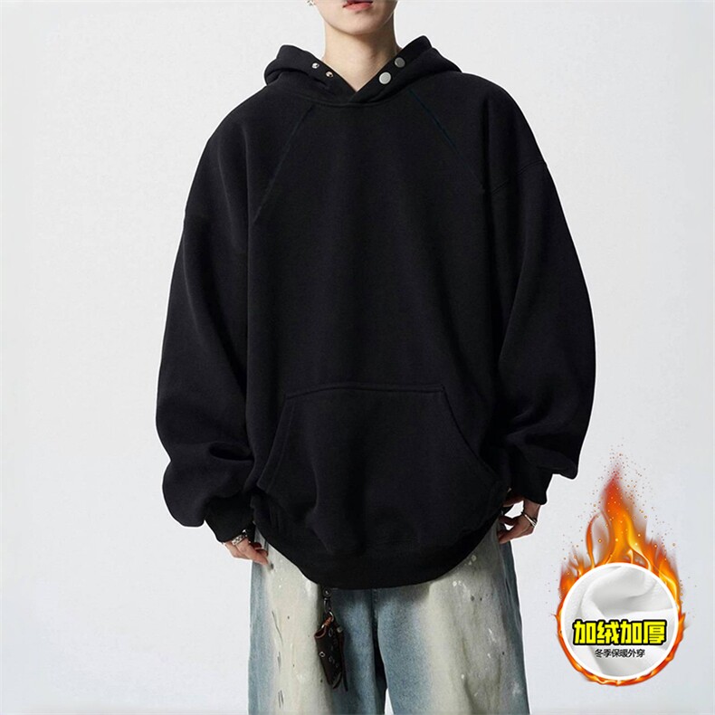 480G重磅加绒硬挺boxy男女秋冬美式高街结构古铜两粒扣卫衣厚外套，女装短外套，电商A486-1