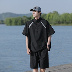 夏装运动休闲套装半拉链套头上衣短裤两件套TZ300P55，男装牛仔裤，电商C323