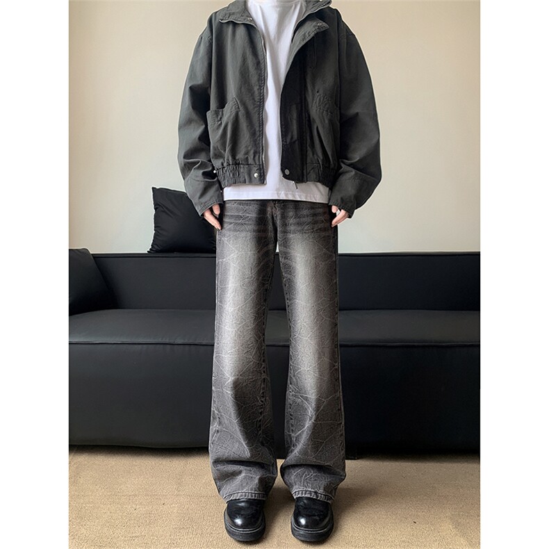 秋季新款vibe直筒微喇牛仔裤高街潮流水洗做旧5Q2072-TP4578,男装牛仔裤,电商A102