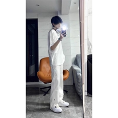 cleanfit白色牛仔裤男美式高街vibe裤子直筒微喇裤C112-P50，男装牛仔裤，星座1007（原301D）