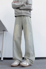 B221美式ins高街暗黑百搭宽松直筒牛仔裤LK25599-特P38控68，男装牛仔裤，电商B221