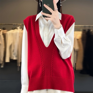 秋冬季新款条纹毛衣女宽松显瘦百搭针织马甲图片