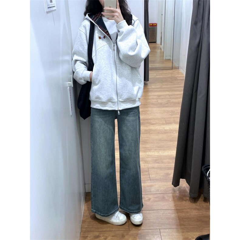 5281-P53美式复古秋冬连帽开衫休闲百搭卫衣薄款/加绒,女装卫衣/绒衫,星座617A-2