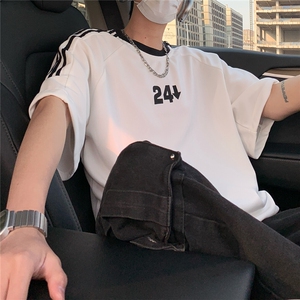 2026夏装新款薄款织带拼接短袖印花五分袖T恤 T6606/特P30 白色图片