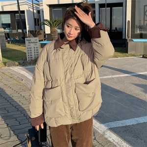 独特超好看树莓粉色短款羽绒服女冬2024年新款高级感美式夹克外套图片