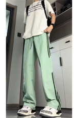 美式高街条纹裤子男夏季冰丝宽松冲锋户外直筒休闲阔腿裤KZ048P50，男装休闲裤，电商B312