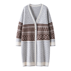 秋冬新款北欧风针织开衫长款时尚百搭，女装针织衫/毛衣，亿嘉羊绒