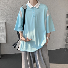 8XL-M拼接撞色短袖t恤男款夏季新款半袖POLO衫加肥加大码DT004P38，男装T恤，电商B312