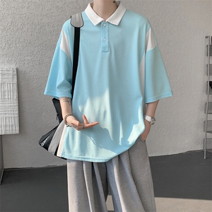 8XL-M拼接撞色短袖t恤男款夏季新款半袖POLO衫加肥加大码DT004P38图片