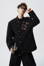 风竹子刺绣M-5XL大码95%涤纶5%氨纶中式西服XF78309特P70控128，男装西服，星座226-1