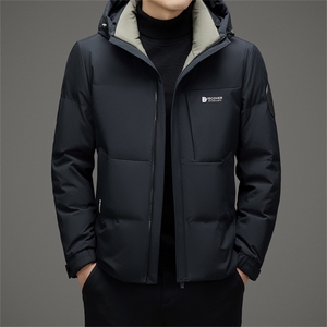 短款羽绒服男秋冬季2024新款连帽加厚品牌保暖白鸭绒工装外套潮流