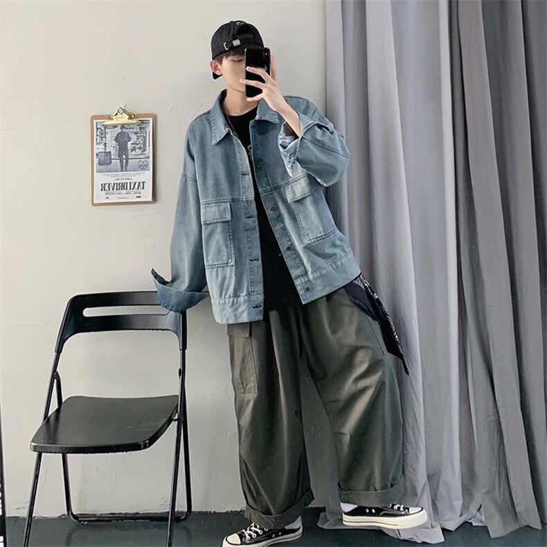牛仔外套男夹克韩版潮流休闲百搭春秋装潮牌宽松工装上衣523-p55,男装工装外套,星座1008-2