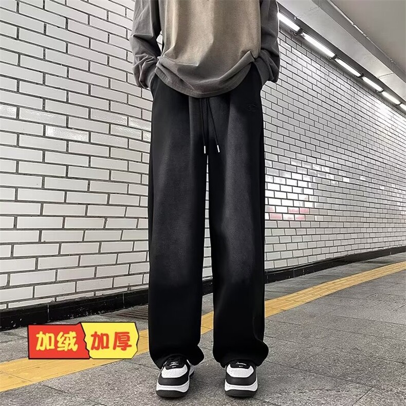 加绒休闲裤男韩版直筒裤子2024冬季ins长裤K4915-常规43-加绒49,男装休闲裤,星座412-2