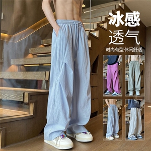 YK120 P28 控69 原版！欢迎比品质 夏季垂感冰凉褶皱冰川蓝休闲裤图片