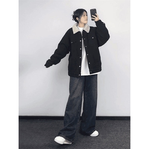 现货加绒牛仔棉服男冬季棉衣外套羊羔绒翻领夹克毛领MY1089-P110图片