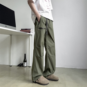 休闲裤男士韩版潮流高街帅百搭拉链褶皱2026夏季ins长裤K6078-P47