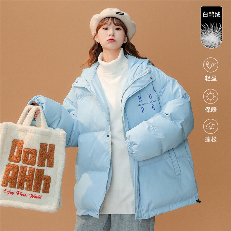 白鸭绒 中性22秋冬潮流字母印花百搭保暖连帽棉衣YR149P225控298图片
