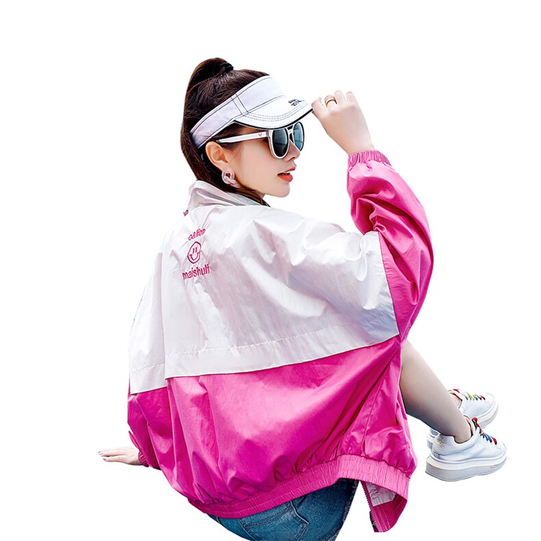 2021年夏季时尚气质百搭优雅拼接潮流长袖短外套,女装防晒衣,艾尚靓装