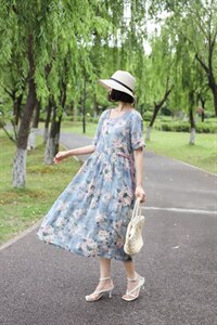 【现货】夏季新款苎花连衣裙图片