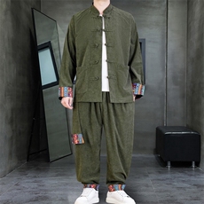 男士外套灯芯绒夹克套装盘扣立领风XZ1512-2502套装-P130，男装夹克，星座1512
