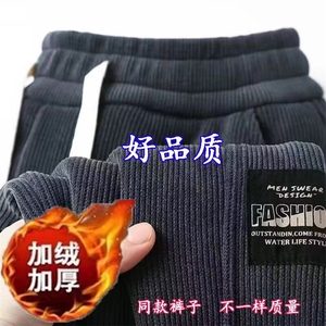 1506A/G8010/P34新款加绒加厚休闲裤束脚百搭松紧腰宽松长裤卫裤图片