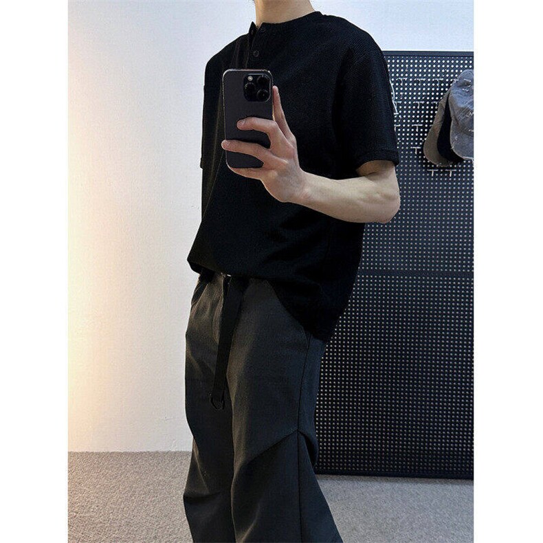 亨利领短袖T恤百搭宽松复古体恤衫休闲运动上衣310A-PL02-特批14，男装T恤，星座310A-4