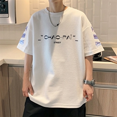 ！2024夏季新款男士潮流华夫格短袖T恤印花半袖TXH208P35，男装T恤，电商B220