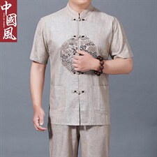 2023年夏季圆领宽松短袖中年纯色休闲商务上衣时尚百搭男装，男装休闲套装，电商B212（原钱塘6029）