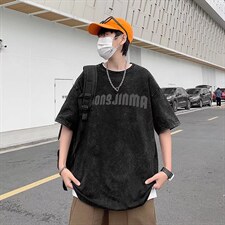 美式做旧暗黑十字架印花短袖T恤男女设计感小众宽松半袖TX313-P35，男装T恤，星座1008