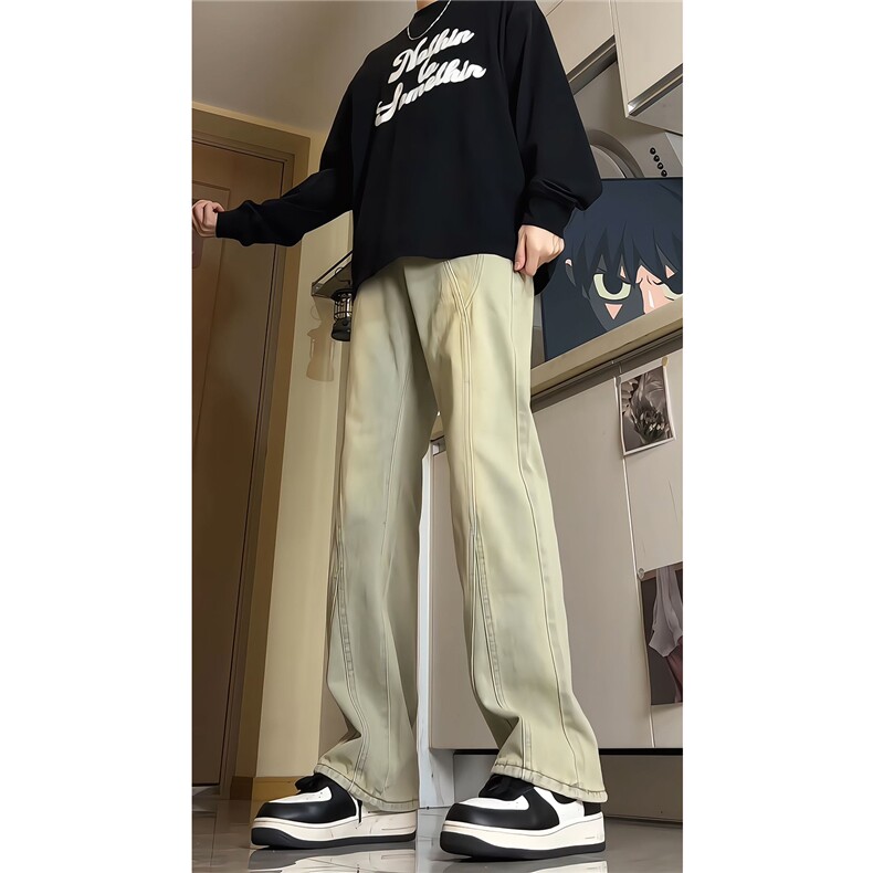 春季加长牛仔裤男高个子188cm110水洗复古渐变拼接裤子KZ014P63,男装牛仔裤,电商B312