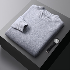 秋冬季新款舒适时尚百搭七针单层领半高羊毛衫，男装羊毛衫，牧圣羊绒