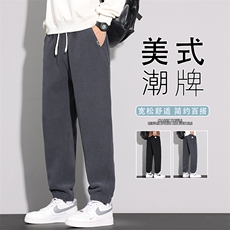 美式直筒休闲裤男款2025秋季阔腿卫裤束脚潮流时尚长裤K6677-P52，男装休闲裤，星座610（原A335）