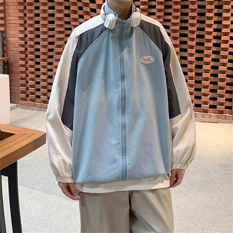 秋冬ins港风帅气拼接撞色夹克男少年休闲格子上衣外套W1419-P58,男装夹克,星座512-4